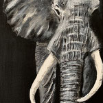 Elefantenbulle, Acryl auf LW/KR, 30 x 15 cm, WVZ 2024 -02-