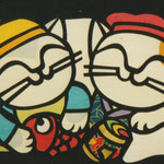 2001年作品　猫の恵比寿さん・大黒さん