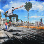 2018 - jump - mixed media with oilfinish on PVC - 100 x 70