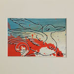 Fabeltier 04, Acryl und Acrylstifte auf Bütten, 10 x 15 cm, 2021