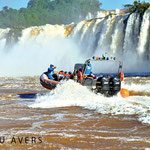 Iguassu Falls from down with Macuco Safari Boat Tours,Iguacu National Park, Brazil