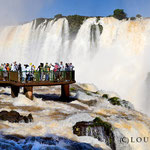 Tourists appreciating record water volumes of the Iguassu Falls in June/July  2013