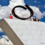 Eternal flame of the Memorial Tancredo Neves near the Praca dos Tres Poderes, designed by Oscar Niemeyer 