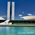 Day view of National Congress - seat of Senate and Chamber of Deputies, designed by Oscar Niemeyer