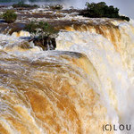High water at river Iguassu and record water levels at the Iguassu Falls 
