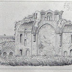 Vue de L’Est (transept, salle capitulaire), dessin Auguin 1840