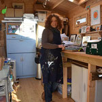 Lucy inside her studio