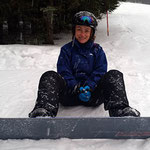 Lucy snowboarding in Poland
