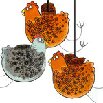 Hen 3D bird Greeting Cards