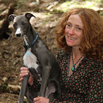 Lucy with her blue whippet Betsy