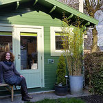 Lucy outside printmaking studio 1