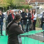 Martine Faure s'adresse à toutes les personnes présentes, toujours sans aucune note. Inauguration du gîte d'étape de Citon-Cénac. 01/10/2010