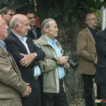 Un élu de Carignan-de-Bordeaux, Pierre Heugas, Maire honoraire de Cénac, Jean-Marc Constantin, ancien élu, archiviste de Cénac, l'architecte, Phillippe Madrelle. Inauguration du gîte d'étape de Citon-Cénac. 01/10/2010