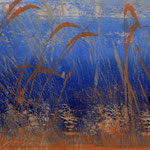Grasgeflüster 2, 40x30 mit Passepartout, Paperplatelithography auf Recyclingpapier
