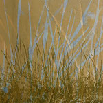 Grasgeflüster 3, 40x30 mit Passepartout, Holzschnitt, Paperplatelithography auf Papier