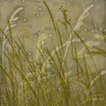 "Grasgeflüster 0", 40x40 mit Passepartout, Monotypie und Paperplatelithography