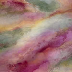"Zuckerwattewolkenleicht", 2024, 90x105, Naturpigment, Erden und biologisch abbaubarer Binder auf Leinwand