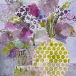 "dotty green", 20x20, Collage auf Malkarton in Schattenfugenrahmen
