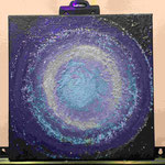 Sold : Cosmic blue 2, 2023 , 30cmx30cm , Mischtechnik /in Licht 