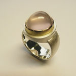 Ring 925er Silber mit Rosenquarz in 750er Gold gefasst 