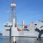 Ölplattform "Ocean Star" als Museum im Hafen von Galveston