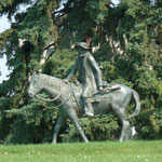 Statue des Gabriel Dumont, ein politischer und militärischer Führer der Métis (Nachfahren europäischer Pelzhändler und Frauen indianischer Abstammung)