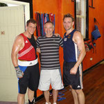 Trainingscamp in Perth (Australien) zur Vorbereitung auf die Olympia-Qualifikation 2008. Mit Adam Forsyth (links) und Bundestrainer Karl-Heinz Krüger (mitte)