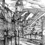 Steinweg in Naumburg, Tusche