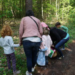 Mit der Kindergarten-Gruppe ging es zunächst in den Wald, wo sie anhand von Bildern die entsprechenden Kräutern suchen durften.