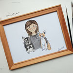 gemaltes Portrait mit Aquarell