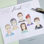 Gruppenportrait Aquarell