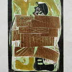 ISMAIL COBAN, Die Grenze, original Farbholzschnitt, 53 x 39 cm, Aufl. 11/20