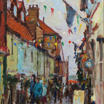 'Staithe Street', Wells, Norfolk. Oil panel. 12" x 9".