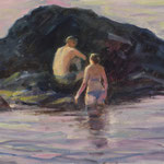 'Love on the rocks'. Oil on panel,  9" x 12"