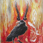 „Hüterin der Weisheit“, Unikat, Acryl/Collage