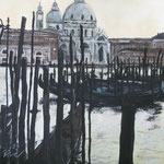 Santa Maria della Salute, Venedig, Acryl auf Papier, 50 x 64 cm