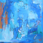 Blau, Acryl und Mischtechnik auf Leinwand, 60 x 50 cm