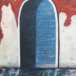 Venezianische Tür, Acryl und Mischtechnik auf Papier, 55x42cm