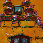 Fenster mit Geranien, Acryl auf Leinwand, 30x40cm