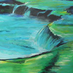 Wasserfall in Türkis, Acryl auf Leinwand, 50 x 60 cm