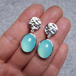 Silberohrstecker mit Chalcedon (Seablue)