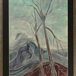 Montaña y árbol gris plata. 2006/Pintura para seda [Disponible]