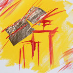 "Turmberg", Acryl u. Blattgold auf Leinwand, 2015