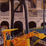 Cantiere al Colosseo . olio su tela . 100 x 50 . 2002