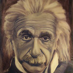 Omaggio ad Einstein . 40 x 30 . olio su tela . 2010 - "È più facile scindere un atomo che abolire un pregiudizio".   A.Einstein 
