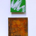 "Irland", 2012, Eisenpulver, Oxidationsmittel, Acryl,  Leinwand auf Karton, arrangiert, 50 x 20 cm