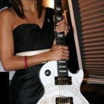 Eva Longoria with 'Yepes Signature' Gibson Custom "Eva Longoria" Guitar • Los Angeles, California  USA 