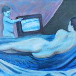 Reclining Nude (After Velazquez), 1997. 22.5 x 14.5 in. Oil paint on wood. #97PA006F