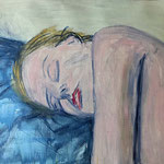 Christine Sleeping, 1988. 50 x 38 in. Oil paint on rag paper. #88PA046P