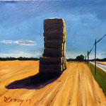 Hay Stack at St. Jean, 2017. 7.75 x 7.75 x 1.50 in. Acrylic paint on canvas. #17PA174L